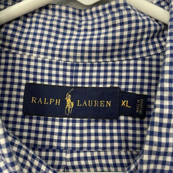 Polo Ralph Lauren Casual Shirt Mens XL XLarge‎ Button Down  Blue Plaid Red Pony - Picture 4 of 12